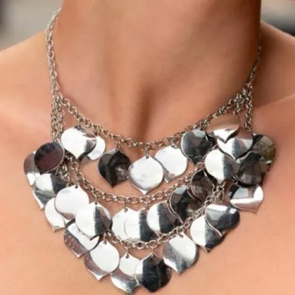Paparazzi Shimmering Silver Layered Necklace